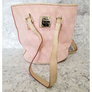 Dooney and Bourke VTG Canvas Leather Bucket Shoulder Bag Pink 1970's‎  DAMAGE